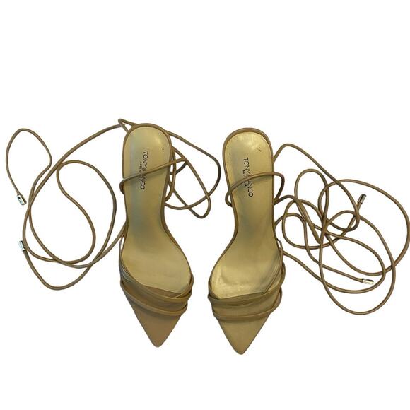 Tony Bianco Mavis Heels Sandal Leather Strappy Pointed Toe Caramel Venice Size 8 - Picture 9 of 15